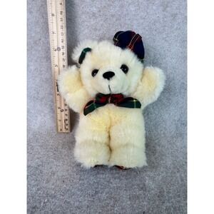 Precise Cream Teddy Bear Plaid Bow Tie Hat Plush Stuffed Animal Toy Gift